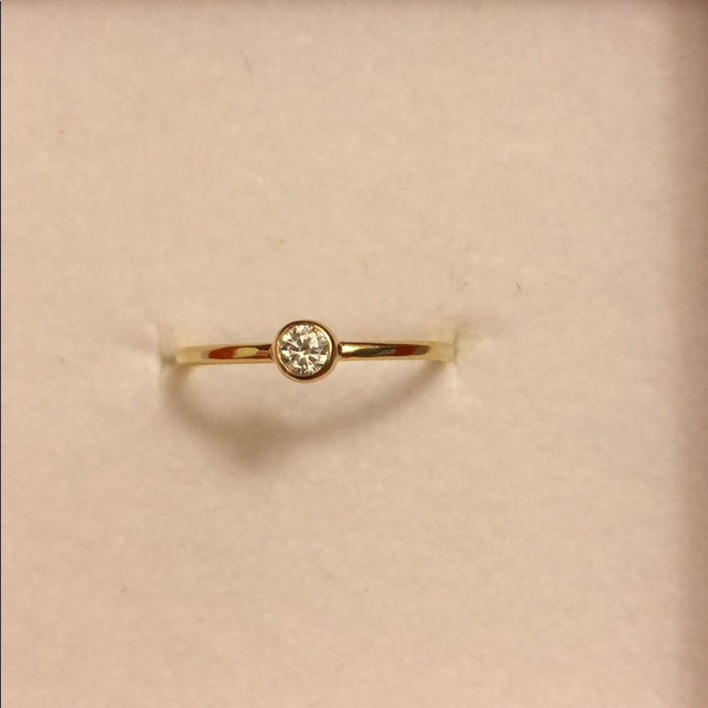 Minimalist 10k gold dipped ring with crystal